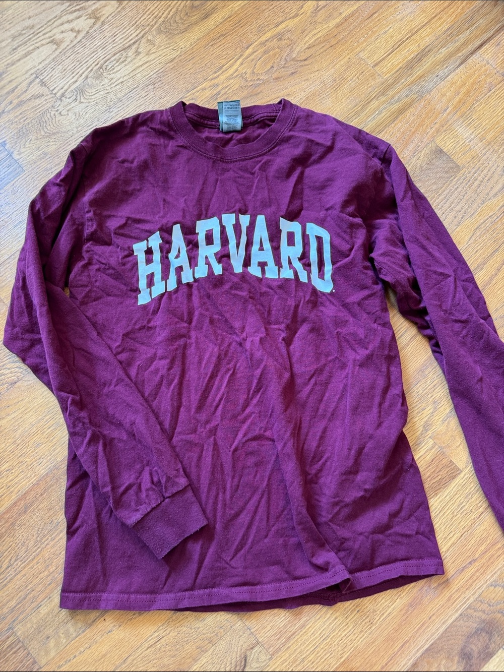 Harvard Maroon Long Sleeve Tee, size medium.